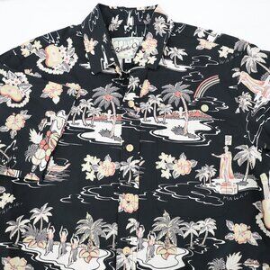 Roberta Oaks hawaiian shirt Men’s medium aloha hula girl dance island palm tree